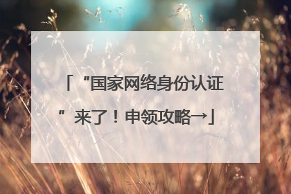 “国家网络身份认证”来了！申领攻略→