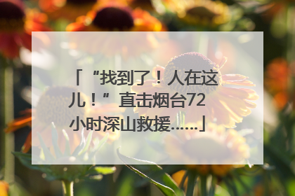 “找到了！人在这儿！”直击烟台72小时深山救援……