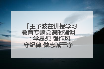王予波在讲授学习教育专题党课时强调：学思想 强作风 守纪律 做忠诚干净担当的共产党员