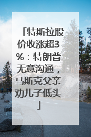 特斯拉股价收涨超3%：特朗普无意沟通，马斯克父亲劝儿子低头