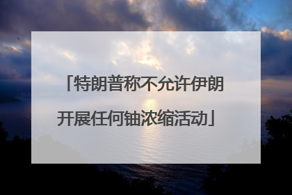 特朗普称不允许伊朗开展任何铀浓缩活动