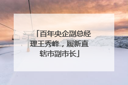 百年央企副总经理王秀峰，履新直辖市副市长