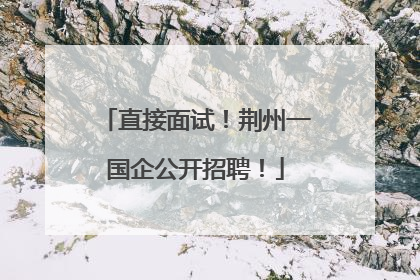 直接面试！荆州一国企公开招聘！