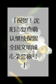 祝贺！沈阳市复查确认继续保留全国文明城市荣誉称号