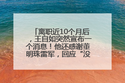 离职近10个月后，王自如突然宣布一个消息！他还感谢董明珠雷军，回应“没看过格力工资条”：真的不那么重要！