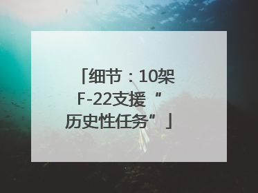 细节：10架F-22支援“历史性任务”
