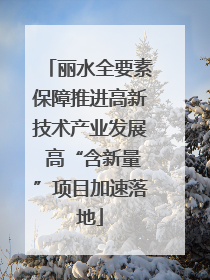 丽水全要素保障推进高新技术产业发展 高“含新量”项目加速落地