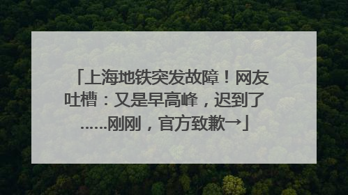 上海地铁突发故障！网友吐槽：又是早高峰，迟到了……刚刚，官方致歉→