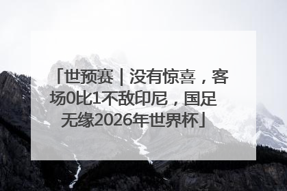 世预赛｜没有惊喜，客场0比1不敌印尼，国足无缘2026年世界杯