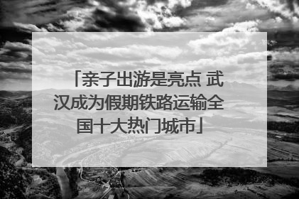 亲子出游是亮点 武汉成为假期铁路运输全国十大热门城市