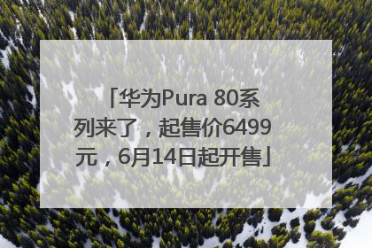华为Pura 80系列来了，起售价6499元，6月14日起开售