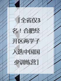 全省仅3名！合肥经开区两学子入选中国国少训练营