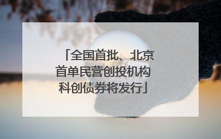 全国首批、北京首单民营创投机构科创债券将发行