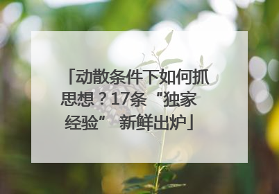 动散条件下如何抓思想？17条“独家经验” 新鲜出炉