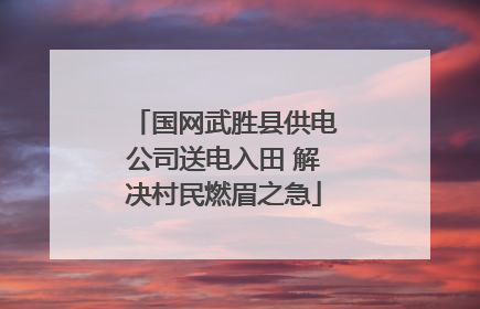 国网武胜县供电公司送电入田 解决村民燃眉之急