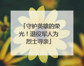 守护英雄的荣光！退役军人为烈士寻亲