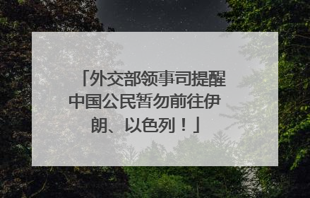 外交部领事司提醒中国公民暂勿前往伊朗、以色列！
