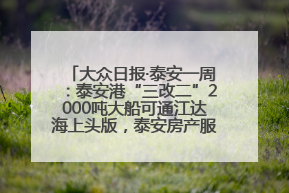 大众日报·泰安一周：泰安港“三改二”2000吨大船可通江达海上头版，泰安房产服务改革经验全省推广