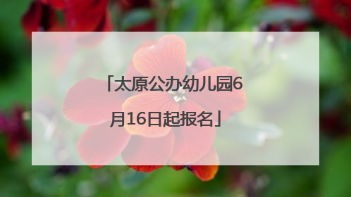 太原公办幼儿园6月16日起报名