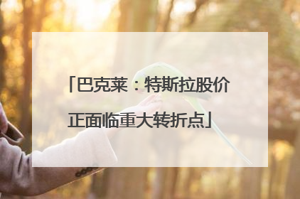 巴克莱：特斯拉股价正面临重大转折点