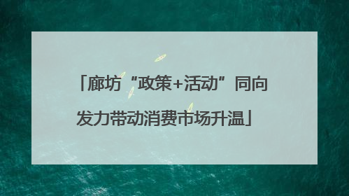 廊坊“政策+活动”同向发力带动消费市场升温