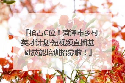 抢占C位！菏泽市乡村英才计划·短视频直播基础技能培训招募啦！