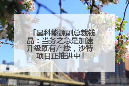 晶科能源副总裁钱晶：当务之急是加速升级既有产线，沙特项目正推进中