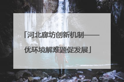 河北廊坊创新机制——优环境解难题促发展