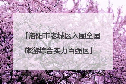 洛阳市老城区入围全国旅游综合实力百强区