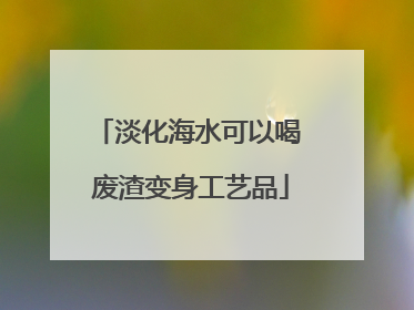 淡化海水可以喝 废渣变身工艺品