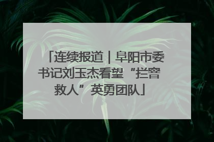 连续报道｜阜阳市委书记刘玉杰看望“拦窨救人”英勇团队