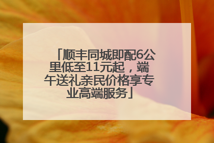 顺丰同城即配6公里低至11元起，端午送礼亲民价格享专业高端服务
